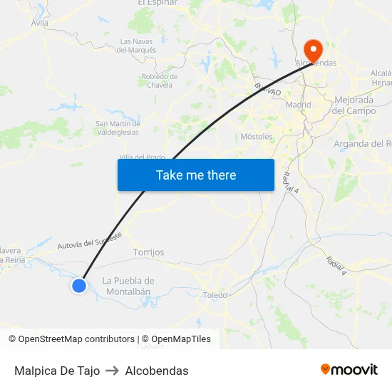 Malpica De Tajo to Alcobendas map