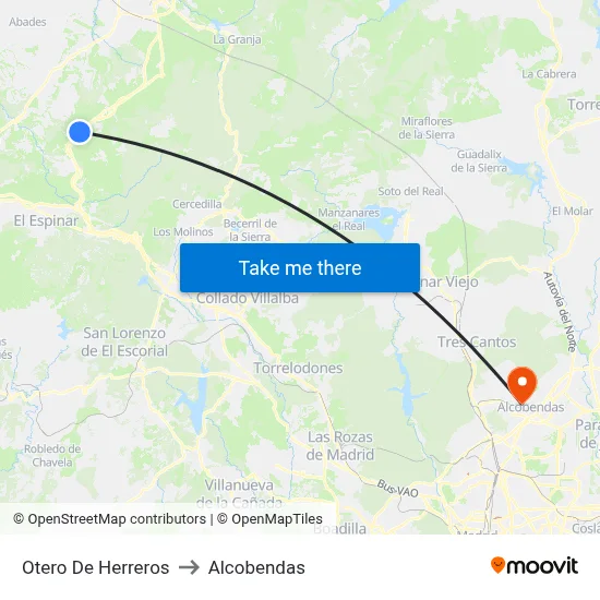 Otero De Herreros to Alcobendas map