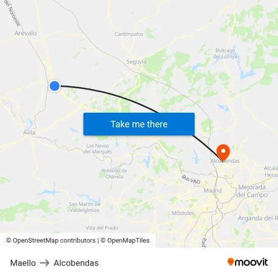 Maello to Alcobendas map
