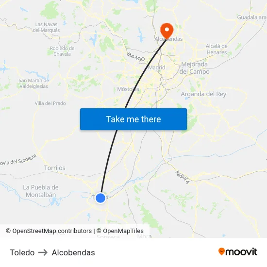 Toledo to Alcobendas map
