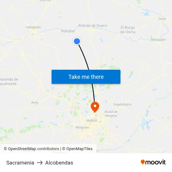 Sacramenia to Alcobendas map