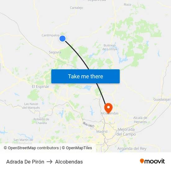 Adrada De Pirón to Alcobendas map