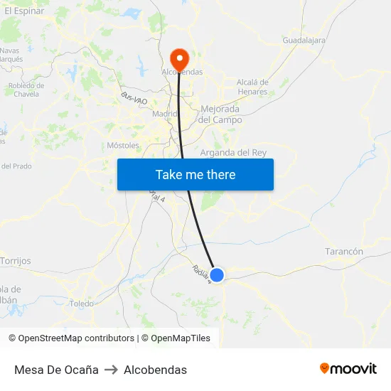 Mesa De Ocaña to Alcobendas map