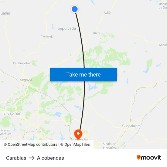 Carabias to Alcobendas map