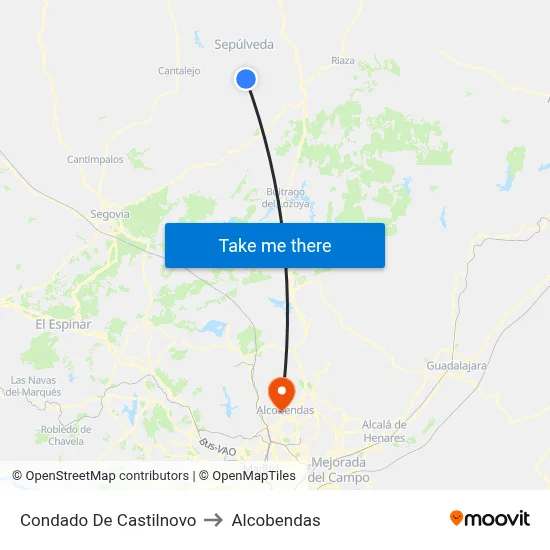 Condado De Castilnovo to Alcobendas map