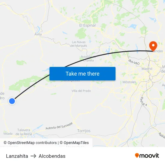 Lanzahíta to Alcobendas map