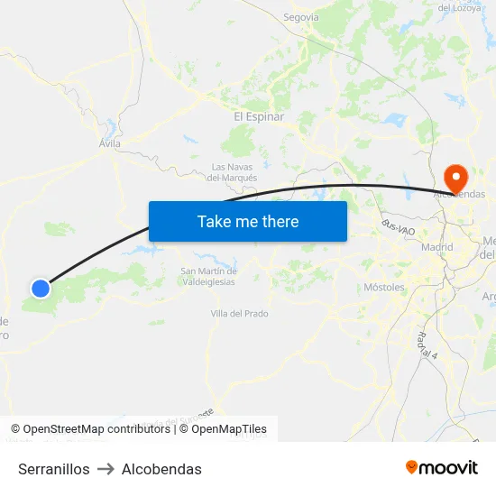 Serranillos to Alcobendas map