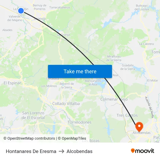 Hontanares De Eresma to Alcobendas map