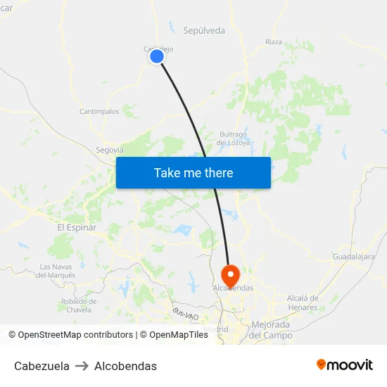 Cabezuela to Alcobendas map