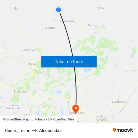 Castrojimeno to Alcobendas map