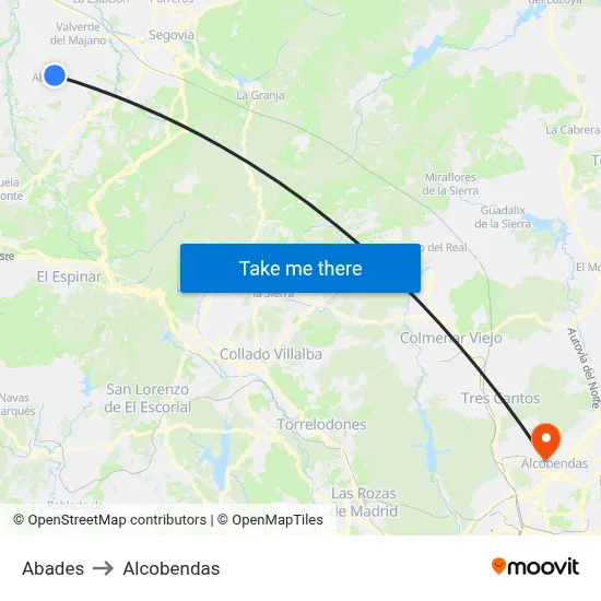 Abades to Alcobendas map