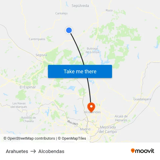 Arahuetes to Alcobendas map