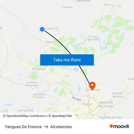Yanguas De Eresma to Alcobendas map