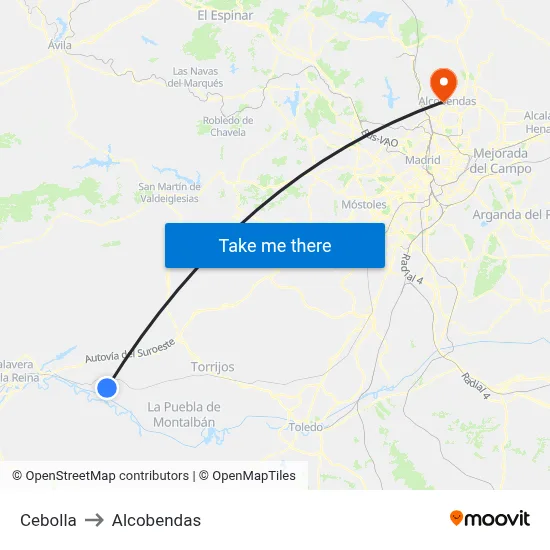 Cebolla to Alcobendas map
