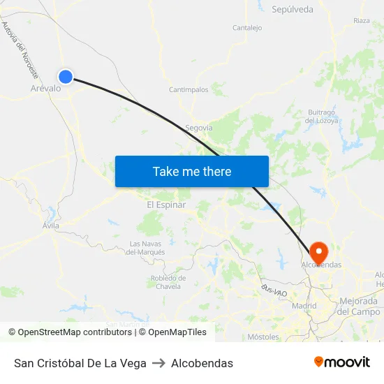 San Cristóbal De La Vega to Alcobendas map