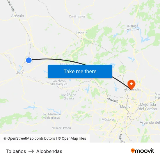 Tolbaños to Alcobendas map