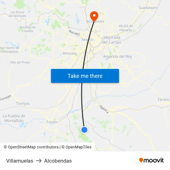 Villamuelas to Alcobendas map