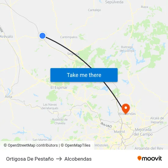 Ortigosa De Pestaño to Alcobendas map