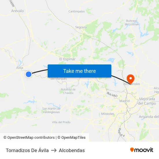 Tornadizos De Ávila to Alcobendas map