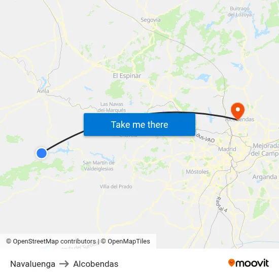 Navaluenga to Alcobendas map