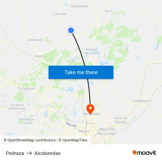 Pedraza to Alcobendas map