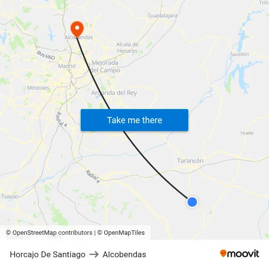 Horcajo De Santiago to Alcobendas map