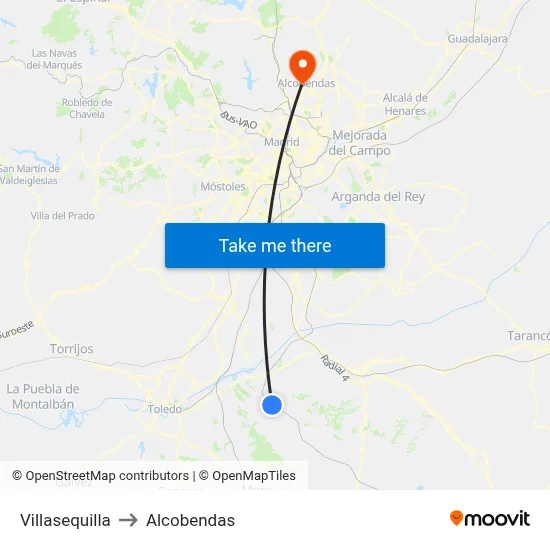 Villasequilla to Alcobendas map