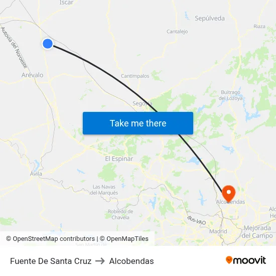 Fuente De Santa Cruz to Alcobendas map