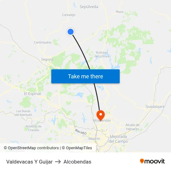 Valdevacas Y Guijar to Alcobendas map
