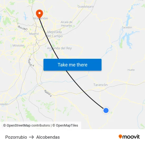 Pozorrubio to Alcobendas map
