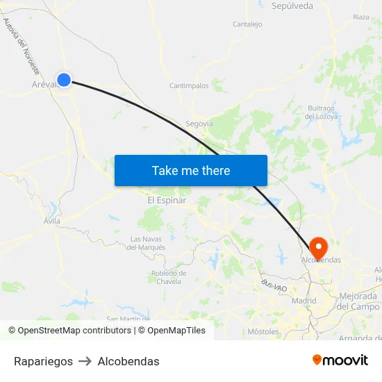 Rapariegos to Alcobendas map