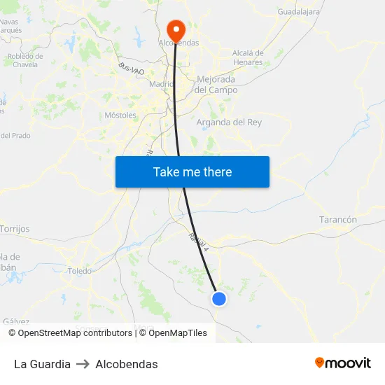 La Guardia to Alcobendas map