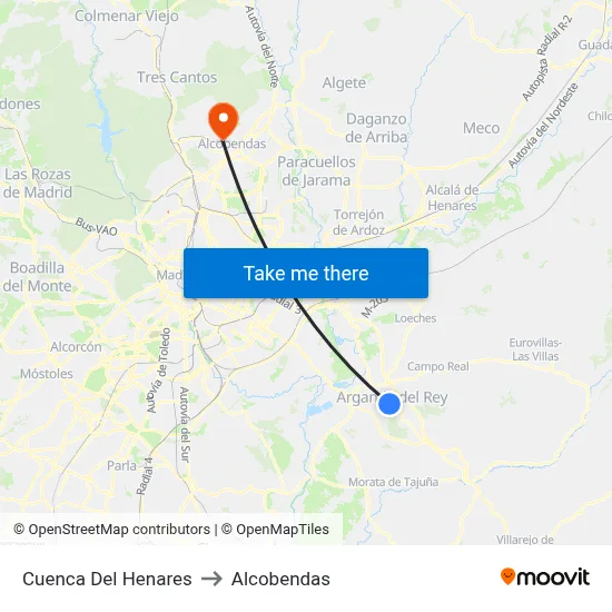 Cuenca Del Henares to Alcobendas map