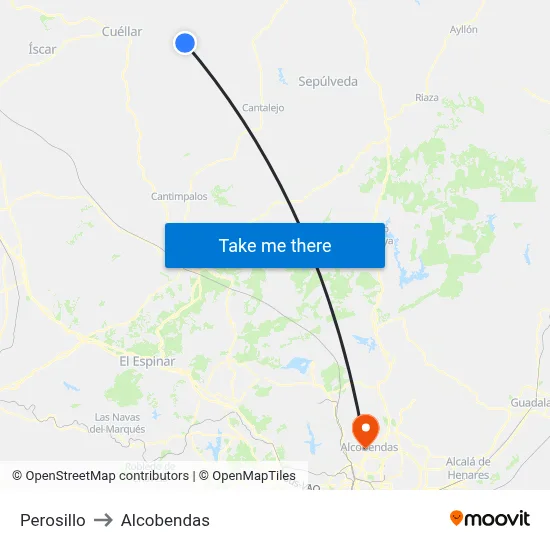 Perosillo to Alcobendas map