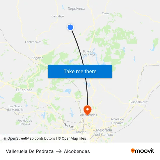 Valleruela De Pedraza to Alcobendas map