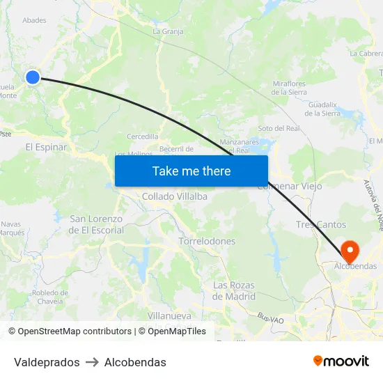Valdeprados to Alcobendas map