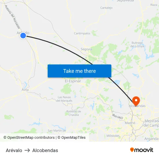Arévalo to Alcobendas map