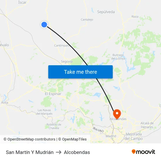 San Martín Y Mudrián to Alcobendas map