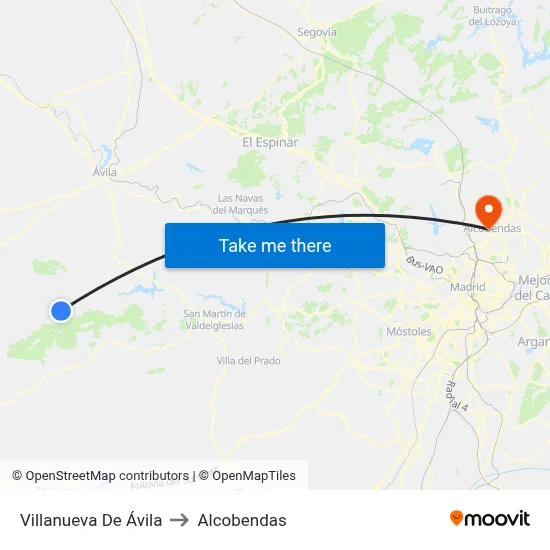 Villanueva De Ávila to Alcobendas map