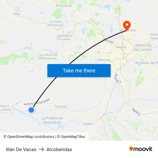 Illán De Vacas to Alcobendas map