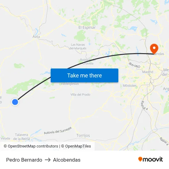 Pedro Bernardo to Alcobendas map