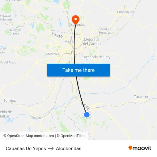 Cabañas De Yepes to Alcobendas map