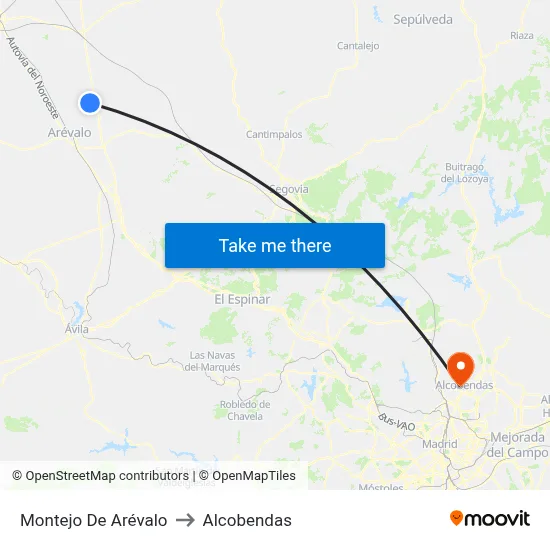Montejo De Arévalo to Alcobendas map