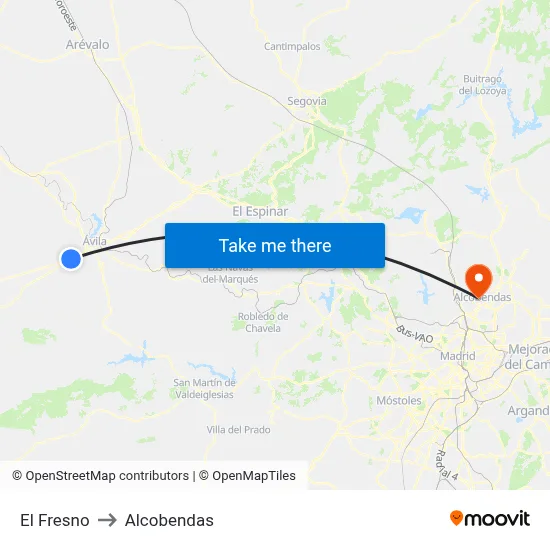 El Fresno to Alcobendas map