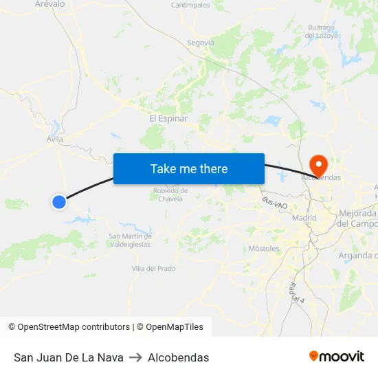 San Juan De La Nava to Alcobendas map