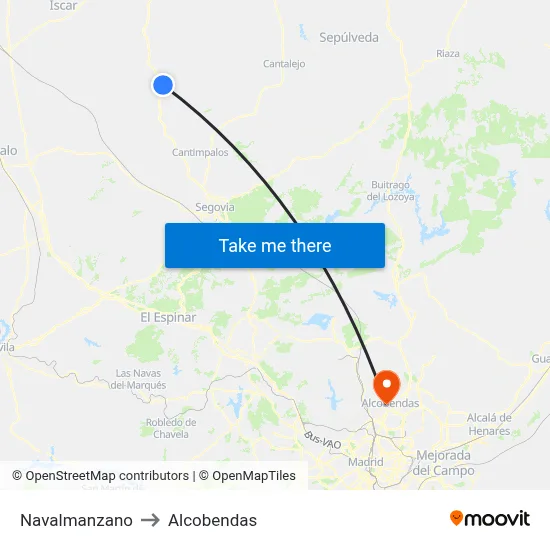 Navalmanzano to Alcobendas map