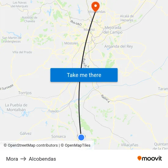 Mora to Alcobendas map