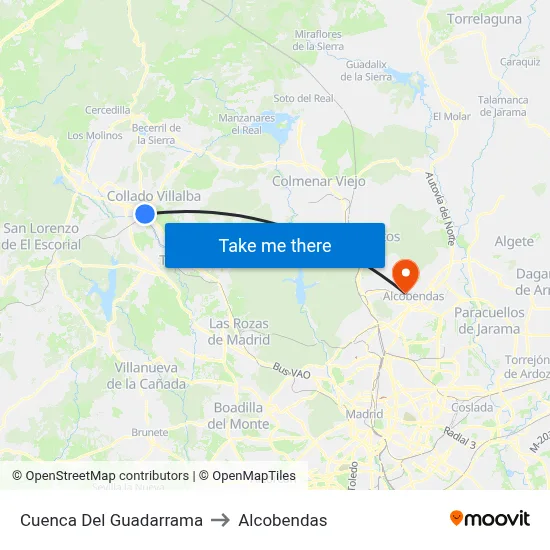Cuenca Del Guadarrama to Alcobendas map