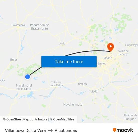 Villanueva De La Vera to Alcobendas map