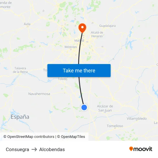 Consuegra to Alcobendas map